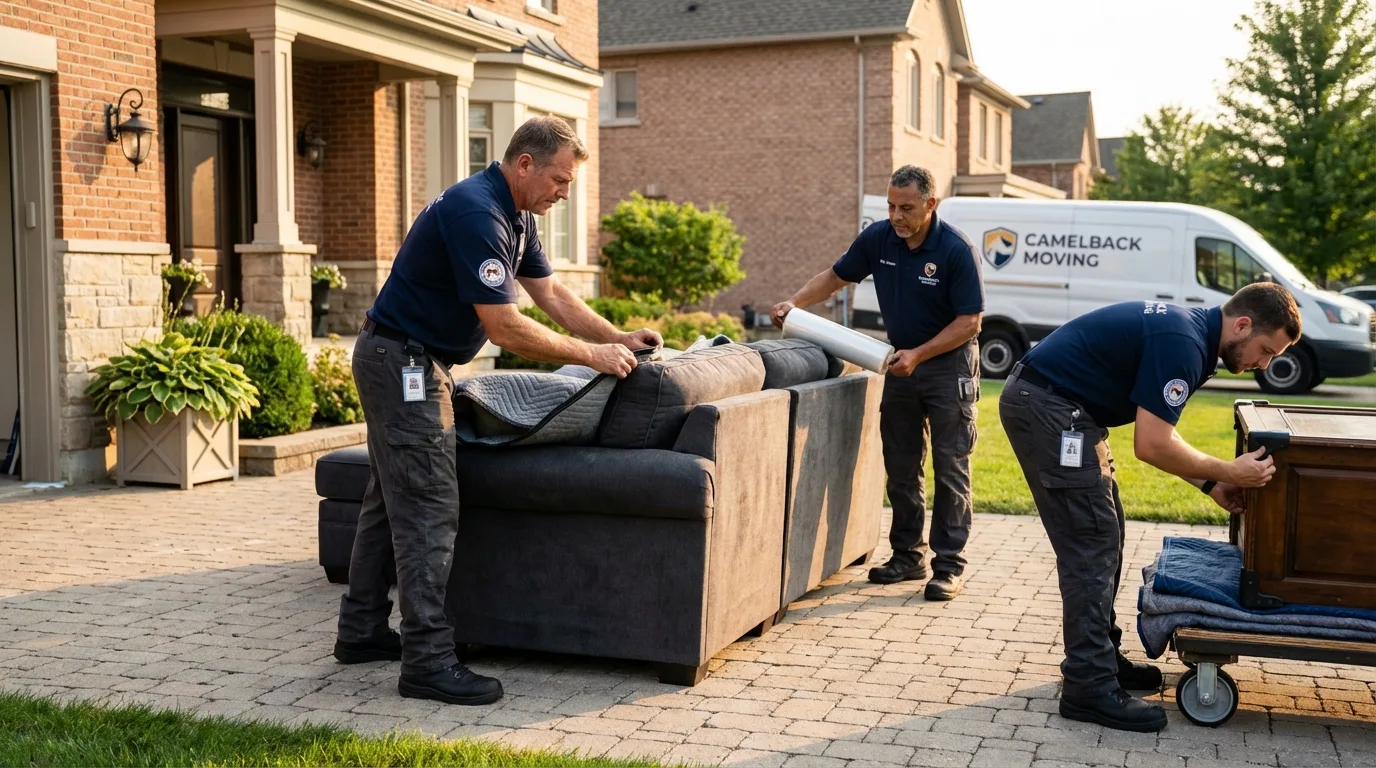 Large estate moving crew wrapping furniture in Conestoga, PA